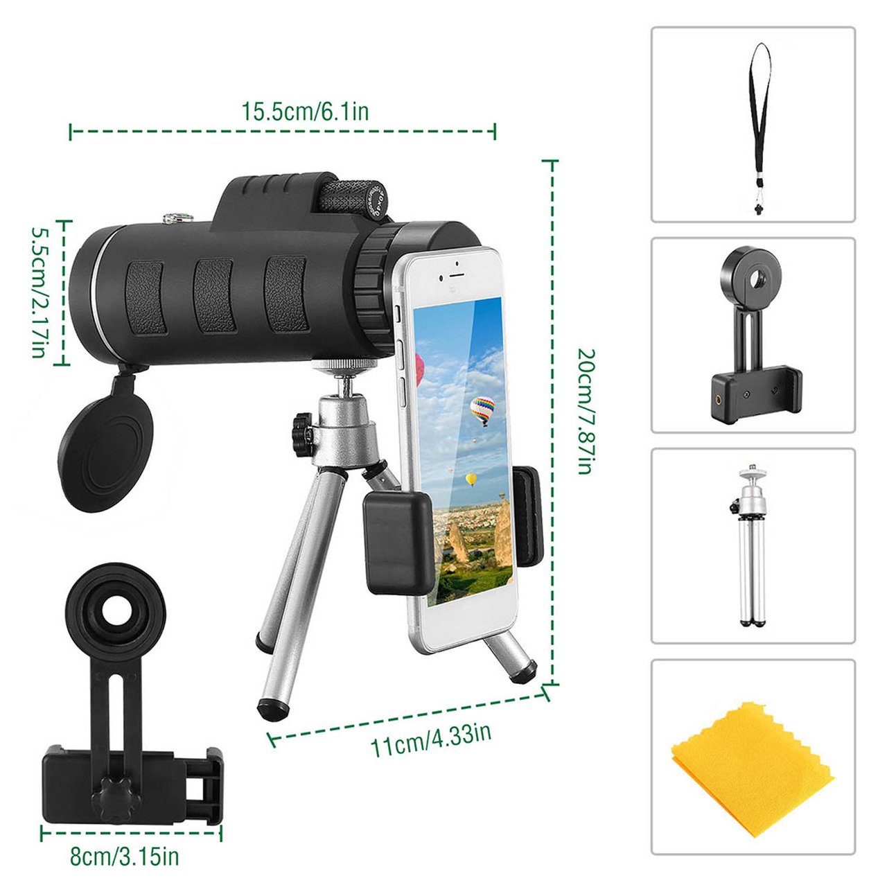 iMounTEKÂ® 40x40 HD Optical Monocular Telescope with Phone Mount+ 2-yr replacement warranty