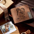 Father's Day Brown leather Custom Photo Engraved personalized Wallet