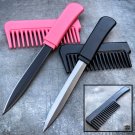 2-piece self-defense set black or pink comb knife+ belt buckle, free shipping
