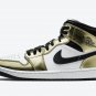 Unisex Jordan 1 Mid Metallic Gold Black White DC1419-700