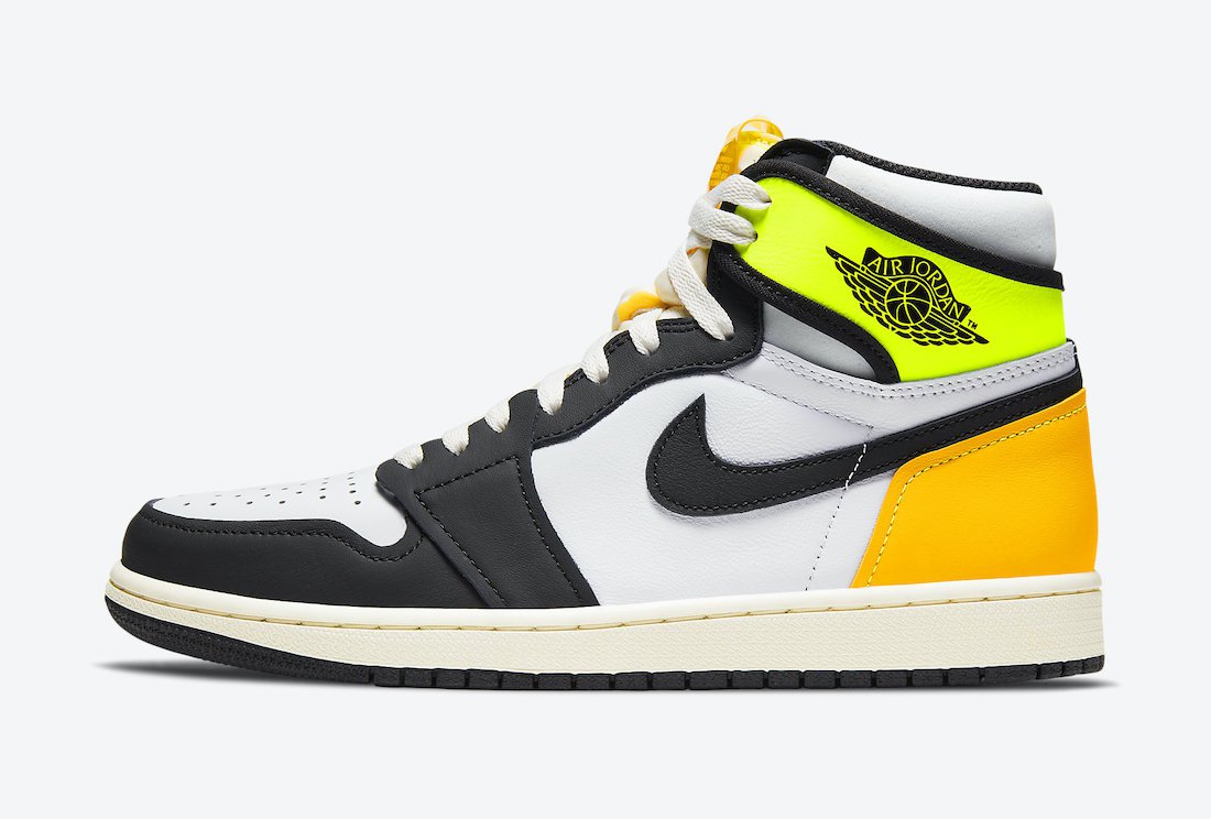 Unisex Jordan 1 Retro High White Black Volt University Gold 555088-118