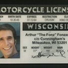 The Fonz MAGNET Fonzie Happy Days Novelty Motorcycle License TV Drivers ID