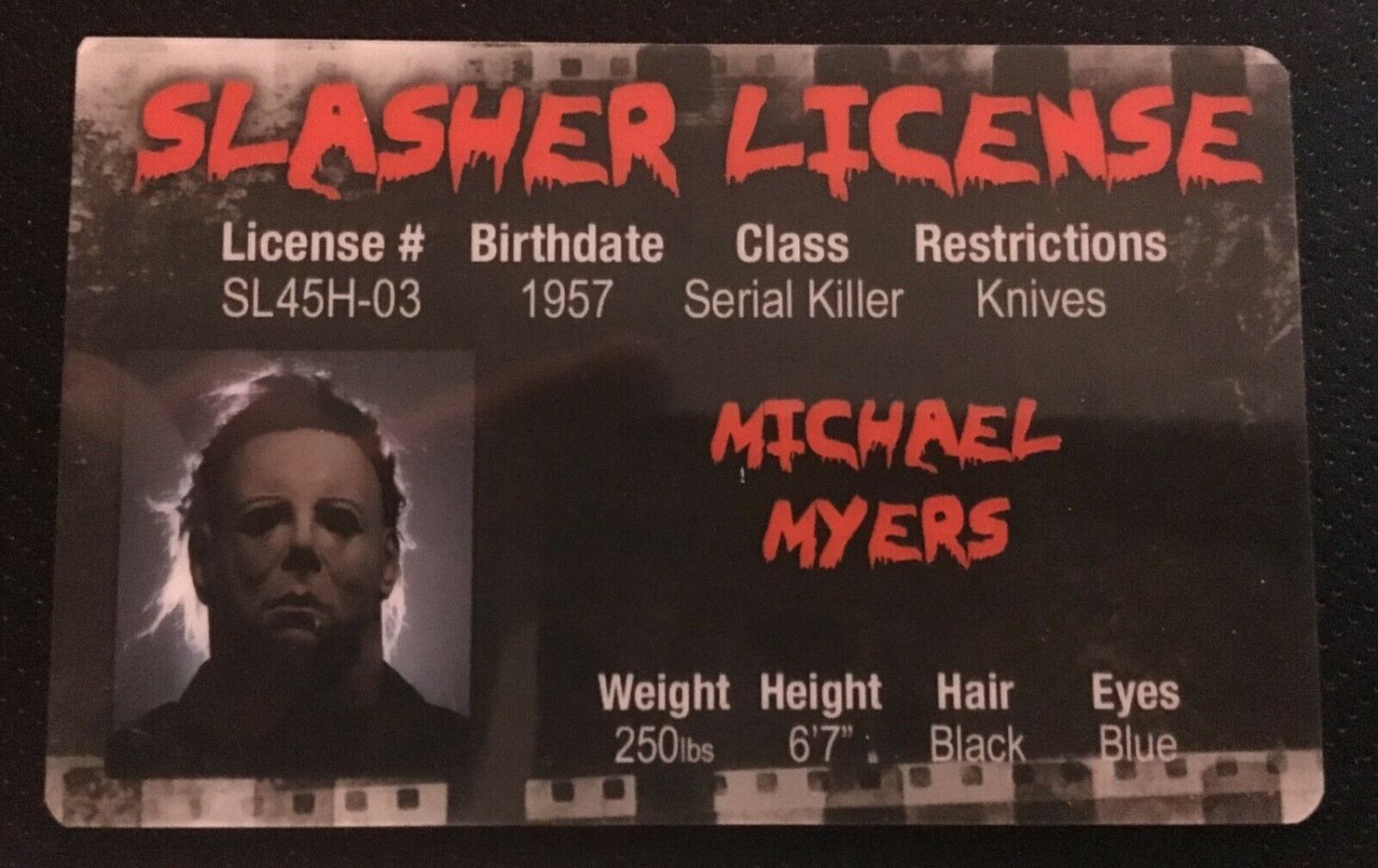 Michael Myers novelty Drivers Slasher License ID John Carpenter Halloween Movie