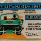 Back Seat Drivers License Joke Novelty ID Backseat Driver Fun Funny Prank