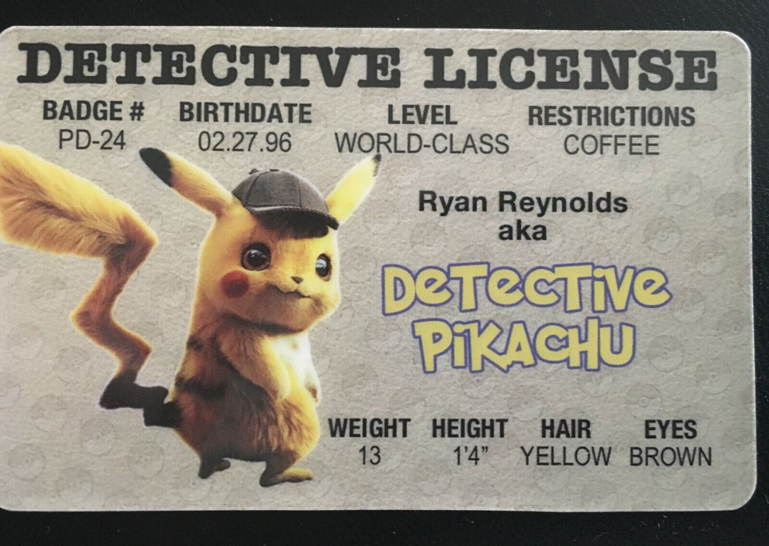 Detective Pikachu MAGNET Novlety Joke Pokemon Movie Ryan Reynolds