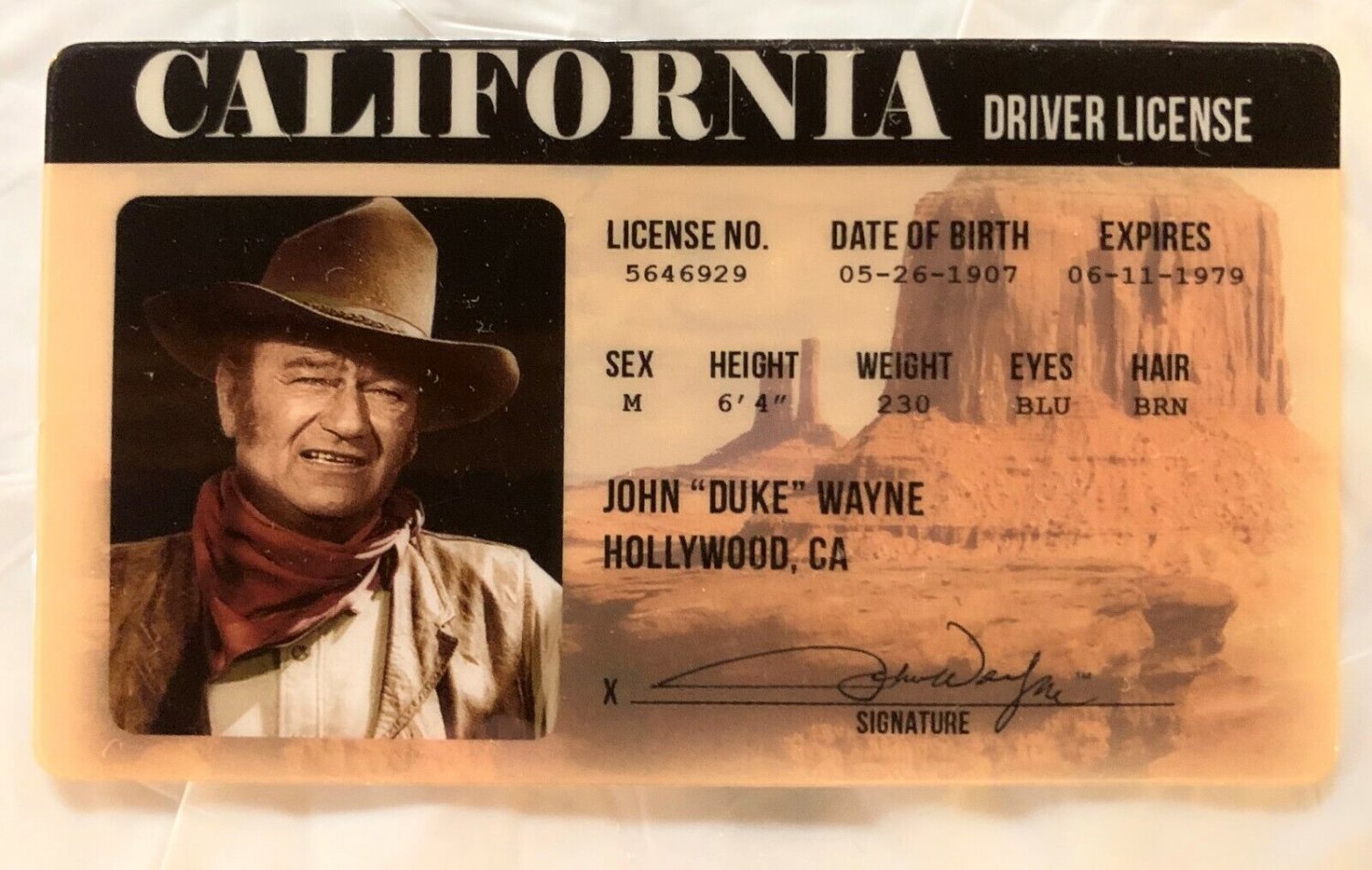 John Wayne Novelty Card Duke Cowboy Western California CA