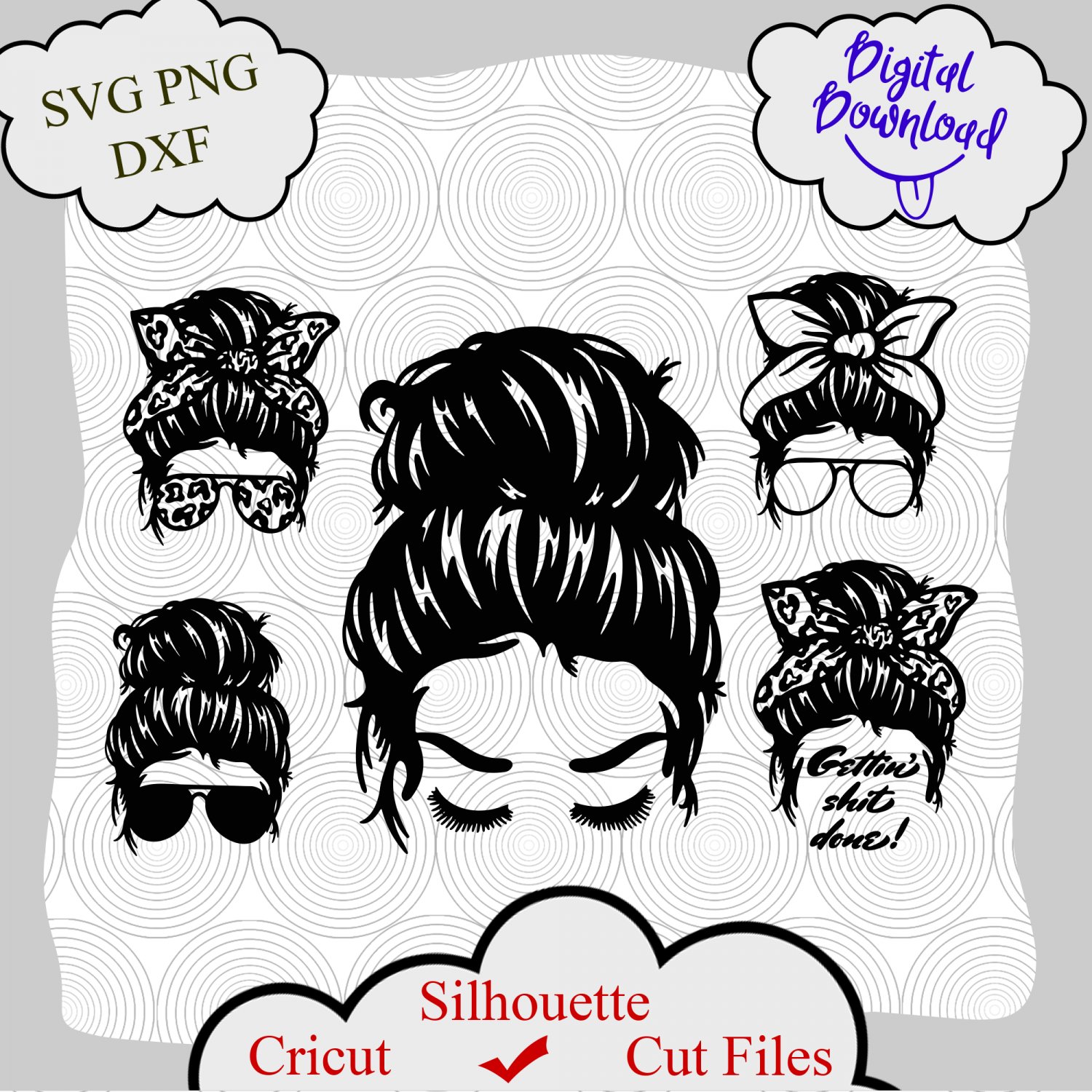 Download Messy Bun Bundle Messy Bun Svg Mom Life Svg Hairstylist Messy Hair Bun Svg Files