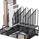 Mesh Desk Organizer with Drawer, 5 Upright Slots File Storage Organization Rack