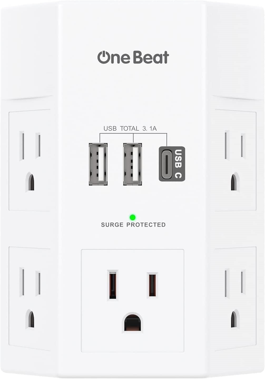 Surge Protector, Outlet Extender 1800J USB Wall Charger, 3 USB Charging Ports