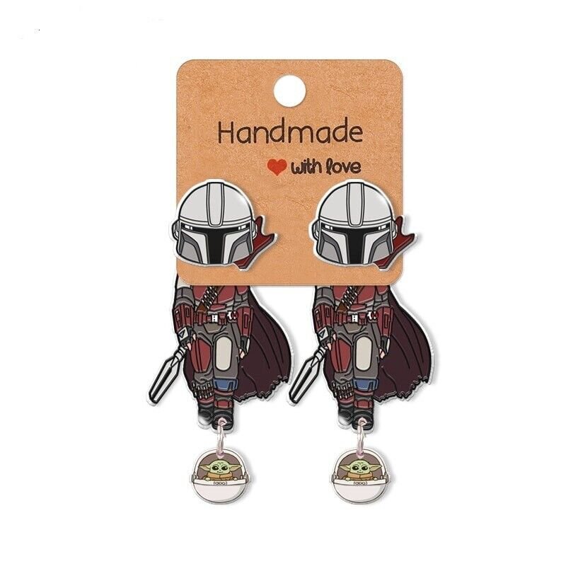 The Mandalorian and Baby Yoda Acrylic Stud Earrings Pattern Resin Epoxy’s