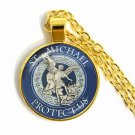 1pcs 25mm Glass Cabochon Necklace Archangel St. Michael Protect Me Saint Shield