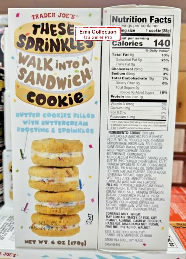 Trader Joe's These Sprinkles Walk Into A Sandwich Cookie 6oz 170g (2 Boxes)