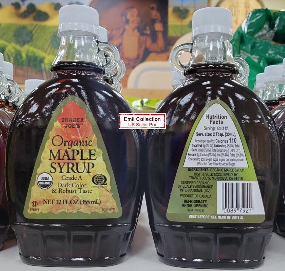 Trader Joe's Organic Maple Syrup 12fl Oz 355ml (2 Bottles)