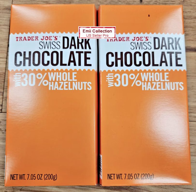 Trader Joe's Swiss Dark Chocolate with 30 Whole Hazelnuts 7oz 200g (2