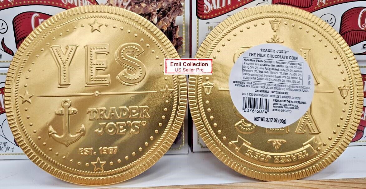 Trader Joe's The Milk Chocolate Big Coin 3.17oz 90g (2 Coins)