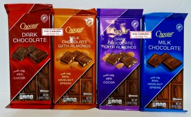 Choceur Austria 4 Flavors Dark & Milk Chocolate or with Almonds (4 Bars)