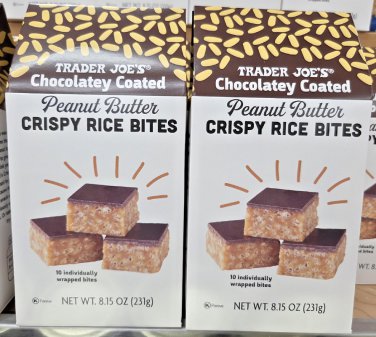 Trader Joe's Chocolatey Coated Peanut Butter Crispy Rice Bites 8.15oz (2 Boxes)