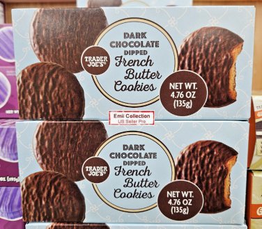 Trader Joe&acirc;��s Dark Chocolate Dipped French Butter Cookies 4.76oz 135g (2 Boxes)