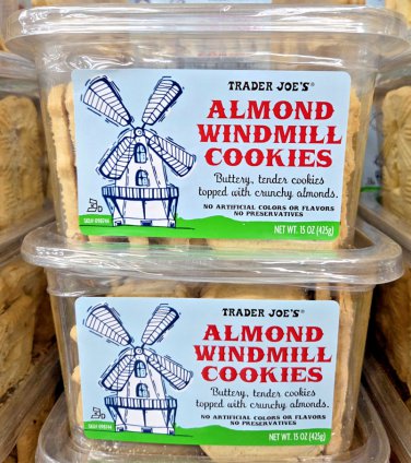 Trader Joe's Almond Windmill Cookies 15oz 425g (2 Tubs)