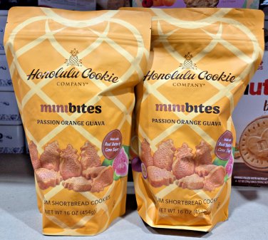 Honolulu Cookie Premium Shortbread Minibites Passion Orange Guava 16oz (2 Bags)
