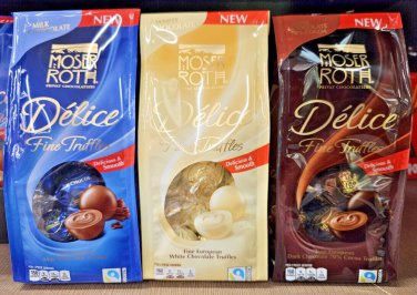 Moser Roth Delice Fine Truffles Milk, White, Dark Chocolate 4.9oz 140g (3 Bags)