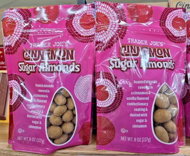 Trader Joe's Cinnamon Sugar Almonds 8oz 227g (2 Bags)