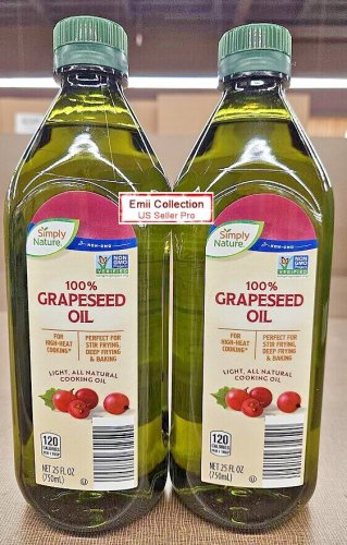Simply Nature NON-GMO Grapeseed Oil 25fl oz 750ml (2 Bottles)