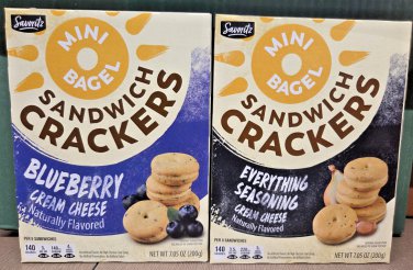 Savoritz Mini Bagel Sandwich Crackers Blueberry & Everything Seasoning (2 Boxes)