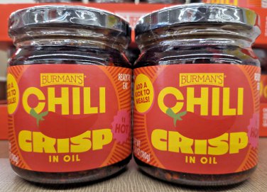 Burman's Hot Chili Crisp in Oil 6.35oz 180g (2 Jars)
