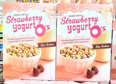 Trader Joe's Strawberry Yogurt O&acirc;��s Cereal Low Sodium 12oz 340g (2 Boxes)