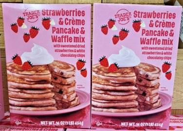 Trader Joe's Strawberries & Cr&Atilde;&uml;me Pancake & Waffle Mix 16oz 454g (2 Boxes)
