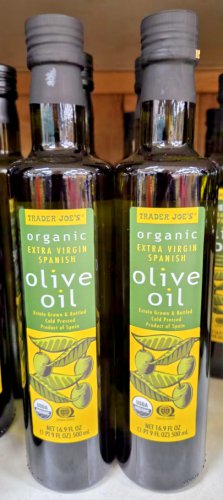 Trader Joe's Organic Extra Virgin Spanish Olive Oil 16.9fl oz 500ml (2 Bottles)