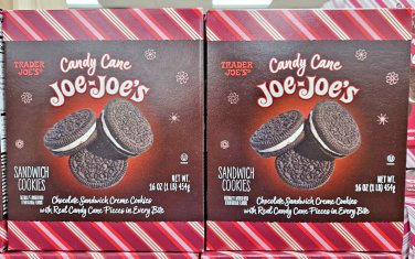 Trader Joe's Candy Cane Joe-Joe's Sandwich Cookies 16oz 454g (2 Boxes)