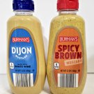 Burman's Dijon & Spicy Brown Mustard 12oz 340g (2 Bottles)