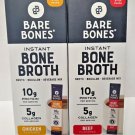 Bare Bones Instant Bone Broth Beverage Mix Chicken & Beef 2.12oz 60g (2 Boxes)