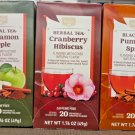 Benner Herbal Tea Cranberry Hibiscus, Cinnamon Apple, Pumpkin Spice (3 Boxes)