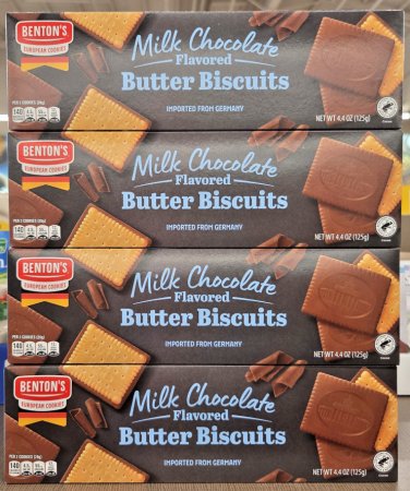 Benton's Milk Chocolate Flavored Butter Biscuits 4.4oz 125g (4 Boxes)