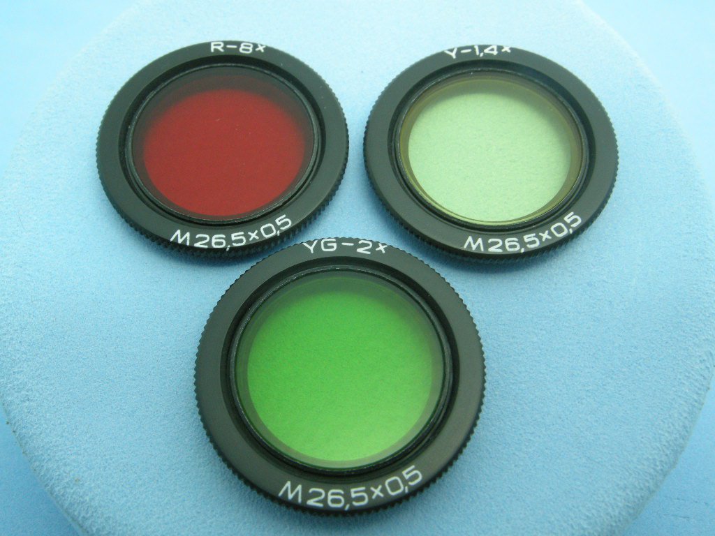 Rare Vintage M26,5 Filters Set R -8x · Y -1,4x · YG -2x