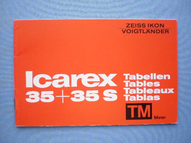 Vintage Zeis Ikon Voigtlander Icarex 35 35S Original Tables Booklet