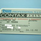Vintage Contax S2 / Zeiss Original Guarantee Card from Fowa Professional S.p.A.