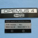 Rare Vintage Meopta Opemus 4 Original Nameplates  ·  Czechoslovakia