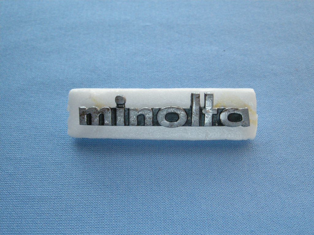 Vintage Minolta Original Nameplate from SRT Models Case