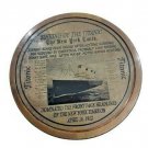 NAUTICAL Antique Brass Titanic  Poem Compass 3"