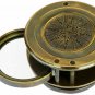Antique brass 3" compass with map reader magnifying glass navigational compass
