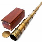 BRASS ANTIQUE VINTAGE 20"VICTORIAN MARINE TELESCOPE WITH WOODEN BOX SPYGLASS