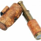 Antique Brass Telescope Marine Nautical Leather Pirate Vintage 6" Handmade
