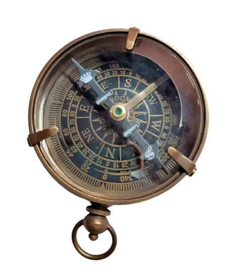 Antique Vintage Brass Flat Compass London Dollond Maritime Collectible Compass