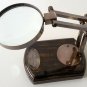 Nautical Desktop solid brass adjustable magnifying glass magnifier on wooden bas