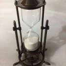 Brass Vintage Sand Timer Hourglass With Wheel Compass Base & Hanging Décor Item
