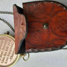 Brass Camping Pocket Compass Case Vintage Necklace Antique Compass W/Chain